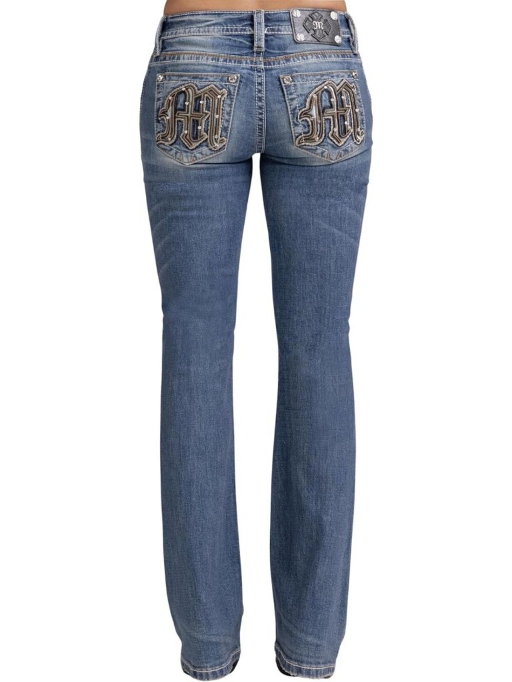 Stylish Mid-Rise Bootcut Jeans with Embellished Pockets for Women - Size & Fit!